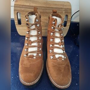 Brown Suede Lace-Up Boots